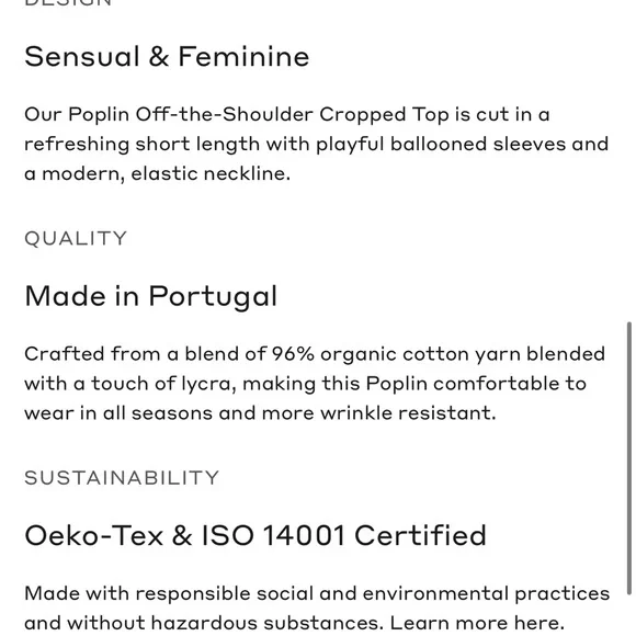 NWT Cuyana Poplin Off Shoulder Top - Picture 6 of 7